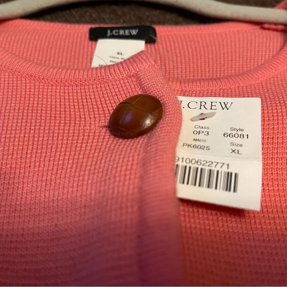 J. Crew NWT Vintage Y2K Pink Knit Cardigan with Brown Buttons